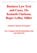 Business Law Text and Cases, 15e Kenneth Clarkson, Roger LeRoy Miller (Solution Manual)