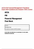 ACCA FM Financial Management Final Mock  Exam 2024 Questions and Answers 100% Correct