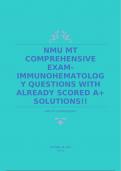 NMU MT COMPREHENSIVE EXAM- IMMUNOHEMATOLOGY QUESTIONS WITH ALREADY SCORED A+ SOLUTIONS!!