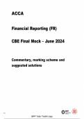 ACCA  Financial Reporting (FR) CBE Final Mock  Exam Mark Scheme 100% Correct