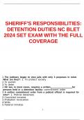 SHERIFF-S RESPONSIBILITIES DETENTION DUTIES NC BLET 2024 SET EXAM WITH THE FULL UPDATE