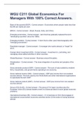 WGU C211 Global Economics For Managers With 100% Correct Answers.