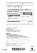 Pearson Edexcel Level 1/Level 2 GCSE Religious Studies B PAPER 1: Area of Study 1 – Religion and Ethics Option 1E – Hinduism  question paper 2024 june 1rbo/1e