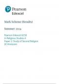 Pearson Edexcel GCSE In Religious Studies A Paper 2: Study of Second Religion 2E Hinduism mark scheme 2024 june 1rao/2e