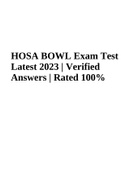 HOSA BOWL Exam Test Latest 2023 | Verified Answers | Rated 100%