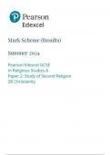 Pearson Edexcel GCSE In Religious Studies A Paper 2: Study of Second Religion 2B Christianity mark scheme june 2024 1rao/2b