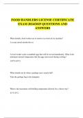 FOOD HANDLERS LICENSE CERTIFICATE  EXAM 2024/2025 QUESTIONS AND ANSWERS