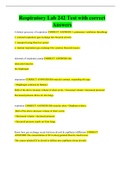 Respiratory Lab 242 Test with correct Answers 4 distinct processes of respiration   elements of respiratory pump   inspiration   expiration   Know how gas exchange occurs between alveoli & capillaries (diffusion)   average concentrations of O2 & CO2 in at