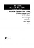 Test Bank For American Social Welfare Policy: A Pluralist Approach 9th Edition Howard Karger, All Chapters 1-19