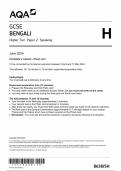 2024 AQA GCSE Bengali Paper 2 (8638/SH: Speaking Higher Tier)