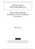 Solutions Manual for Analysis with an Introduction to Proof, 6th edition by Steven R. Lay  (All Chapters 1-9)