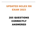 UPDATED NCLEX RN EXAM 2023 205 QUESTIONS CORRECTLY ANSWERED