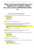 NR442 - RN Community Health Exam 2 ALL ANSWERS 100% CORRECT SPRING FALL-2022 LATEST GUARANTEED GRADE A+.VERIFIED