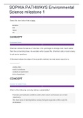 SOPHIA PATHWAYS Environmental Science milestone 1 Questions & Answers 100% Correct