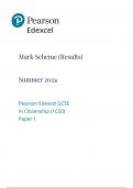 Pearson Edexcel GCSE In Citizenship (1CS0) Paper 1 mark scheme 2024 june 1cso/01