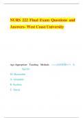 NURS 222 Final Exam Questions and  Answers- West Coast University