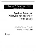 Test Bank For Applied Behavior Analysis for Teachers 10th Edition By Paul Alberto, Anne Troutman, Judah Axe