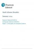 Pearson Edexcel GCSE In Computer Science (1CP2/01) Paper 1: Principles of Computer Science mark scheme 2024 june 1cp2/01