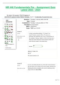 NR 446 (Latest 2023 / 2024) Fundamentals Pre - Assignment Quiz Graded A+ Solved 100% Correct