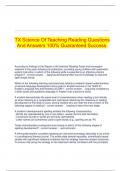   TX Science Of Teaching Reading Questions And Answers 100% Guaranteed Success.