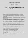 GLGY 301 Final Exam Questions With Verified Answers