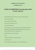 NURS 233 MIDTERM Exam Questions With Correct Answers