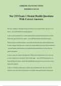 Nur 233 Exam 1 Mental Health Questions With Correct Answers.