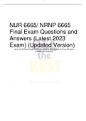 NUR 6665/ NRNP 6665  Final Exam Questions and  Answers (Latest 2023  Exam) (Updated Version)