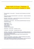 Galen NUR 210 Exam 1 Modules 1-3 Questions And Answers Graded A+ 2024.