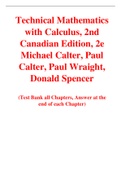 Technical Mathematics with Calculus 2nd Canadian Edition By Michael Calter, Paul Calter, Paul Wraight, Donald Spencer (Test Bank)