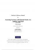 Solutions  Manual With Test Bank For Assessing Learners with Special Needs An Applied Approach 8th Edition By Terry Overton 