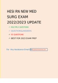 HESI RN NEW MED SURG EXAM 2022/2023 UPDATE 