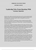 Leadership Nclex Exam Questions With Correct Answers