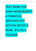 Test Bank for Bank Management & Financial Services 9th Edition Peter S Rose, Sylvia C Hudgins