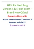 HESI RN Med Surg Version 1 (v1) exit exam – Brand New Q&As! Guaranteed Pass w/A+ Actual Screenshots w/Questions & Answers Included!!! (I scored 1026!!!)