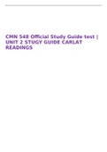 CMN 548 Official Study Guide test | UNIT 2 STUGY GUIDE CARLAT READINGS