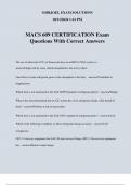 MACS 609 CERTIFICATION Exam Questions With Correct Answers