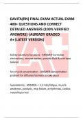 DAVITA(RN) FINAL EXAM ACTUAL EXAM  400+ QUESTIONS AND CORRECT  DETAILED ANSWERS (100% VERIFIED  ANSWERS) |ALREADY GRADED A+|LATEST VERSION| 