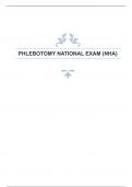 UPDATED 2024 PHLEBOTOMY  NATIONAL EXAM (NHA)WITH  ACCURATE ANSWERS