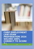 CHRP EMPLOYMENT LAW EXAM PREPARATION 2024 SOLVED 100% CORRECT TO SCORE A+