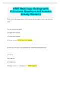 ARRT Radiology: Radiographic Procedures Questions and Answers Already Graded A