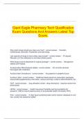 Giant Eagle Pharmacy Tech Qualification Exam Questions And Answers Latest Top Score.