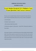 Lewis Medical Surgical Ch 9. Palliative Care. Exam Questions And Correct Answers