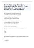 Sterile Processing - Final Exam, IAHCSMM CENTRAL SUPPLY STUDY GUIDE, Sterile Processing Study Material for Certification Exam