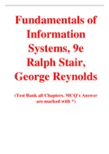 Fundamentals of Information Systems 9th Edition By Ralph Stair, George Reynolds (Test Bank)