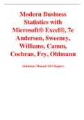 Modern Business Statistics with Microsoft® Excel® 7th Edition By Anderson, Sweeney, Williams, Camm,  Cochran, Fry, Ohlmann (Solution Manual)