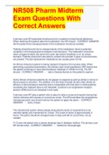 NR508 Pharm Midterm Exam Questions With Correct Answers 