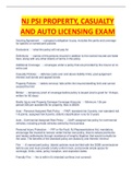 NJ PSI PROPERTY, CASUALTY AND AUTO LICENSING EXAM 100% CORRECT ANSWERS 2023 GUIDE.