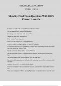 Morality Final Exam Questions With 100% Correct Answers.