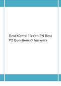 Hesi Mental Health PN V2 Questions & Answers. Already Graded A